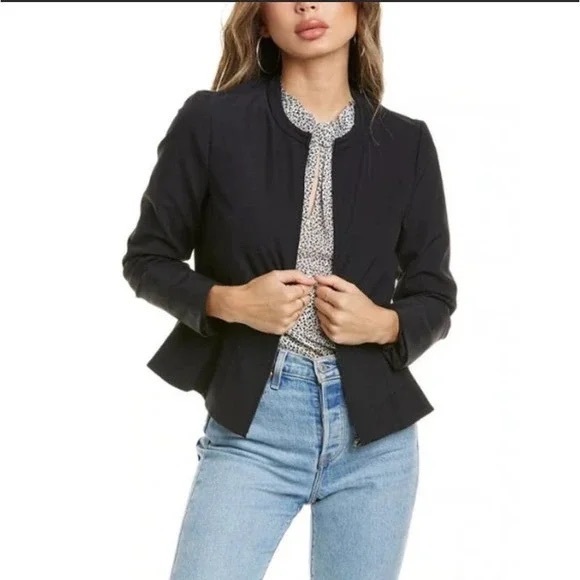 Rebecca Taylor Jackets & Blazers - NEW! Rebecca Taylor $395 Black Ava Front Zip Peplum Jacket Blazer Size 0